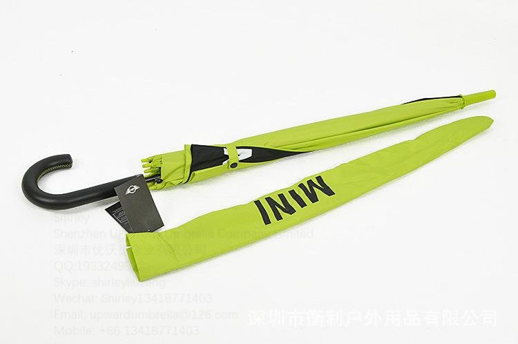 Promotional green umbrella auto open straight umbrella with logo printing