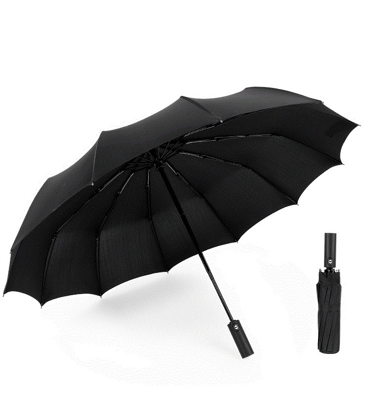 Commercial umbrella luxury auto steel shaft umbrella folding umbrella windproof