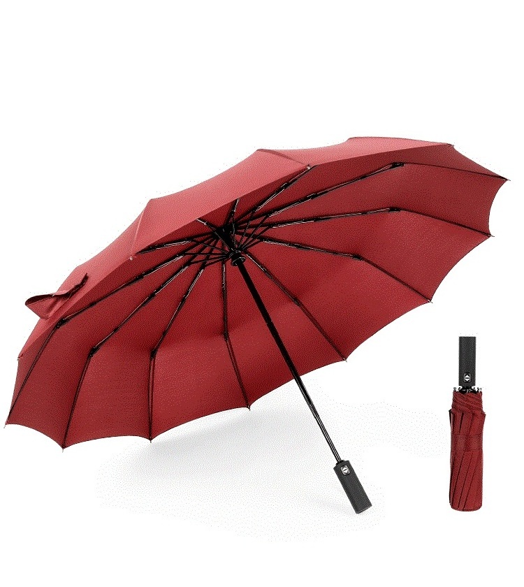 Commercial umbrella luxury auto steel shaft umbrella folding umbrella windproof