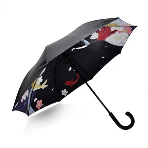 Rain umbrella windproof 2 layer umbrella custom umbrella double sided print