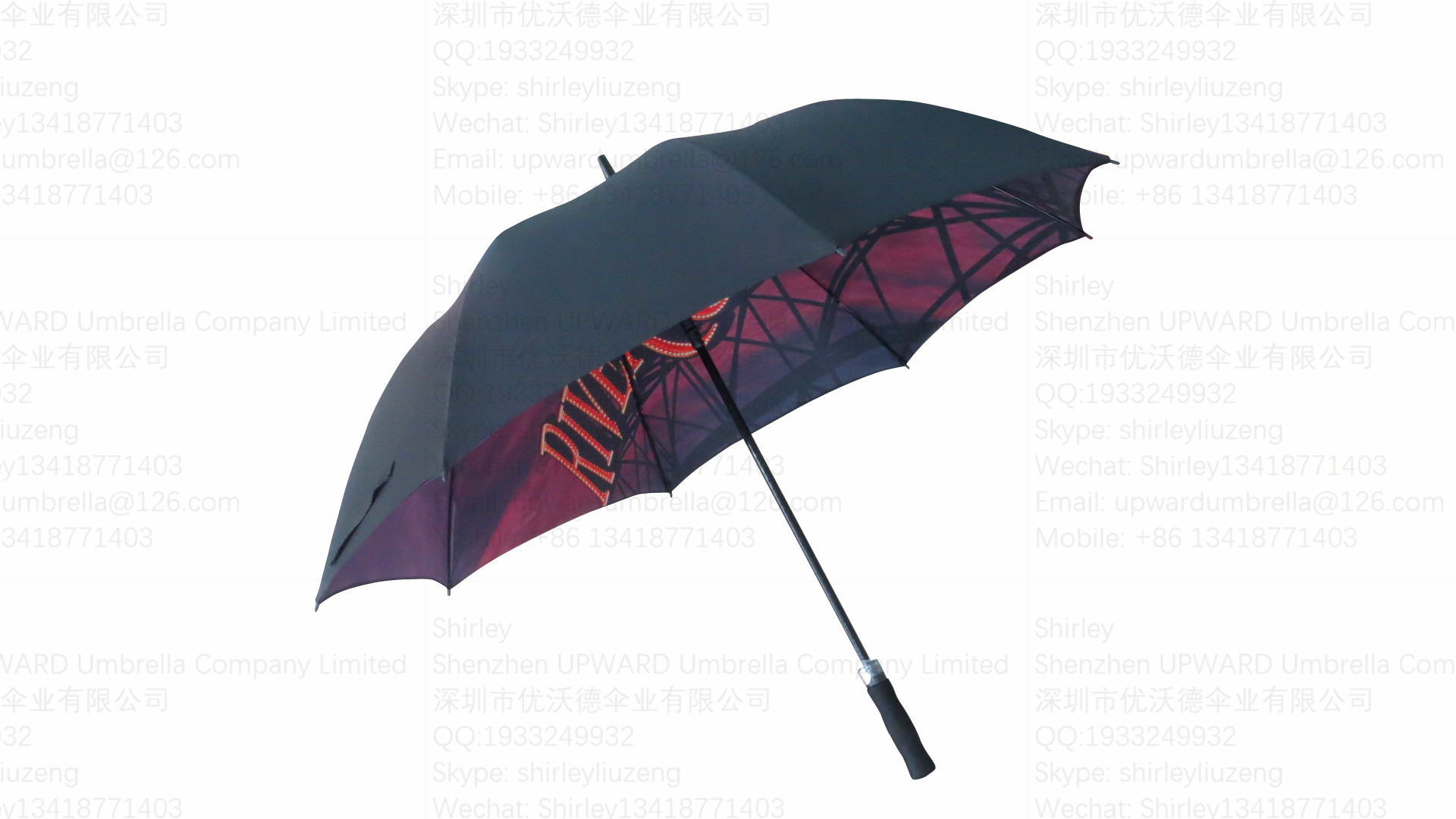 Golf double layer best price quality automatic golf umbrella heat transfer umbrella with picture printing inside golf umbrella