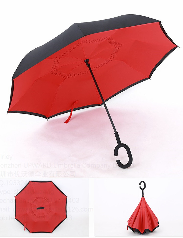 black outside and red inside color umbrella inside out reversed umbrella reverse