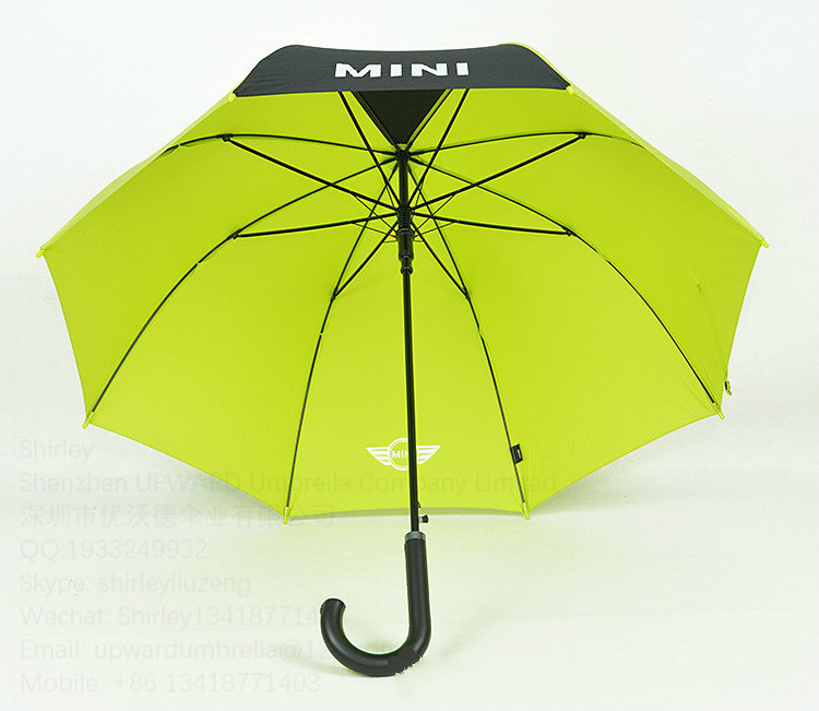 Promotional green umbrella auto open straight umbrella with logo printing