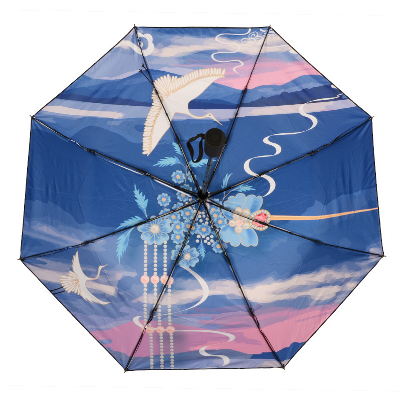 Foldable umbrellas automatic with logo prints automatic black coated uv umbrellas for adults custom photo umbrella