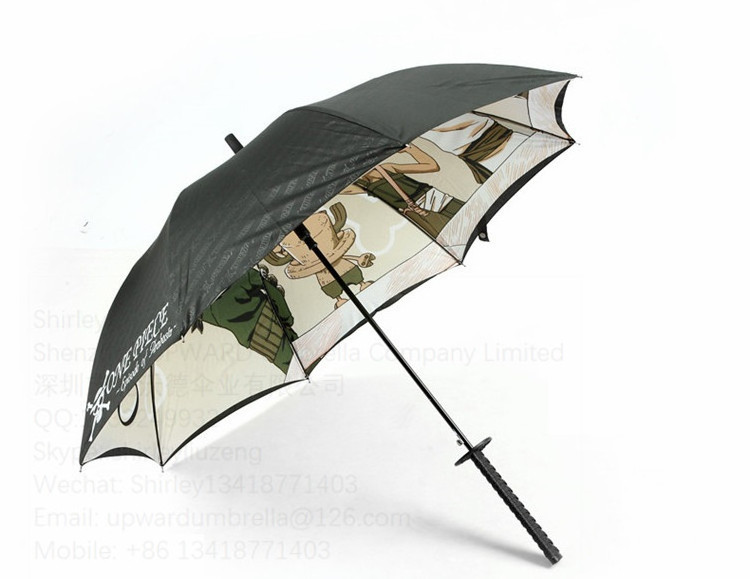 Japan design umbrella samurai sword handle umbrella with logo printing