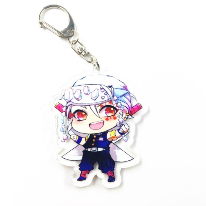 Promotional gift custom anime charm clear blanks hotel keychain,glitter epoxy/ hologram printed cartoon anime keychain