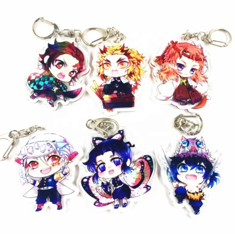 Promotional gift custom anime charm clear blanks hotel keychain,glitter epoxy/ hologram printed cartoon anime keychain