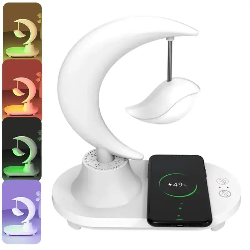 7 Color RGB Light Night Wireless Charger Music Boxes Bluetooth Speaker Table Led USB Touch Lamp Rechargeable beside Night Light