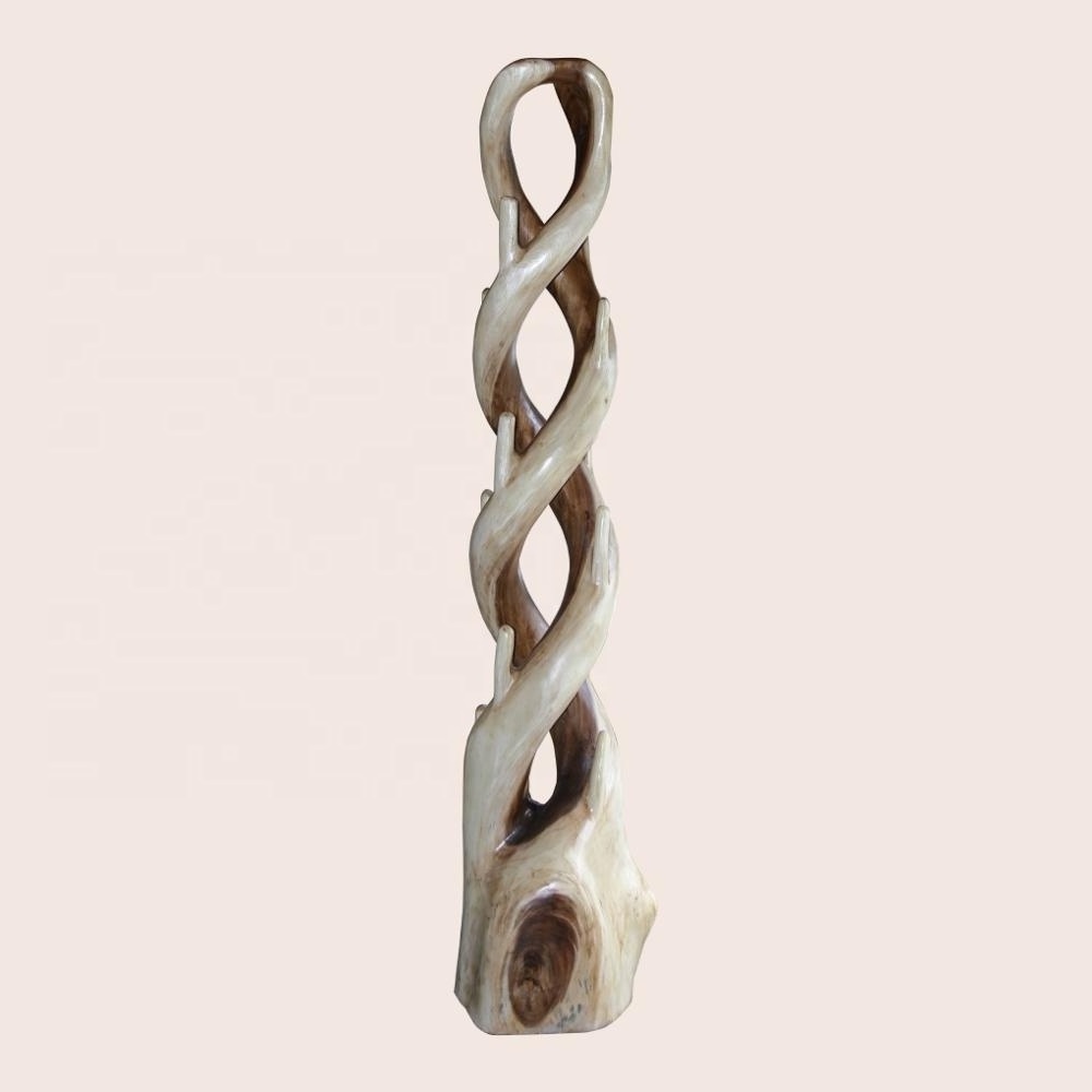 top Indonesian home furniture and decoration Nani wooden Hanger Tree coat rack with spiral tower model