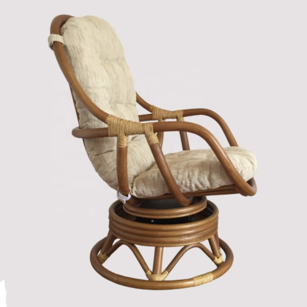 Indonesia natural home furniture and decoration Prodo Rattan wicker Swivel Rocking Chair with Cushion