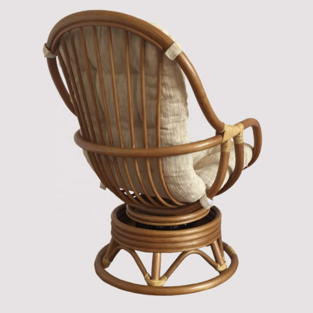 Indonesia natural home furniture and decoration Prodo Rattan wicker Swivel Rocking Chair with Cushion