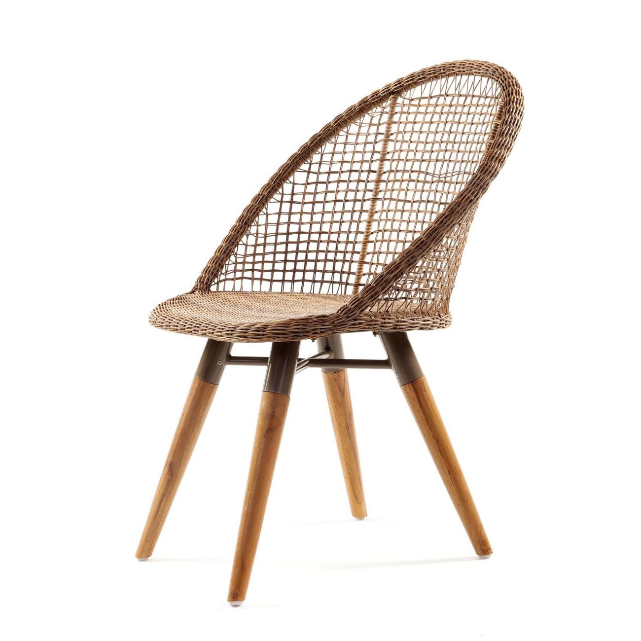 High quality wooden Dining Armed Chair With weaving synthetic rattan and teak wood frame originally made in Indonesia