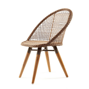 High quality wooden Dining Armed Chair With weaving synthetic rattan and teak wood frame originally made in Indonesia