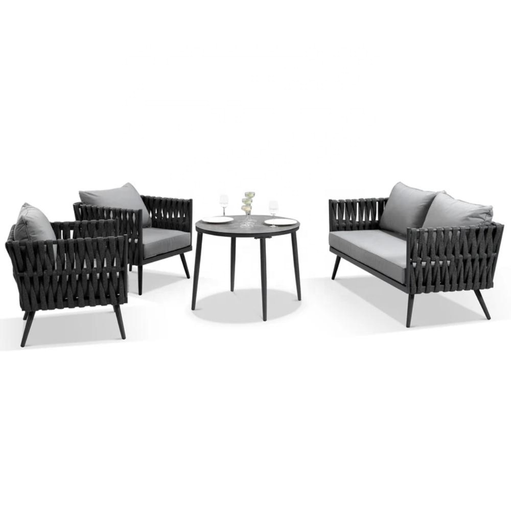 Best Quality LINDA GREY ROPE WEAVE OUTDOOR indoor DINING SET living room furniture for family and friends relaxation