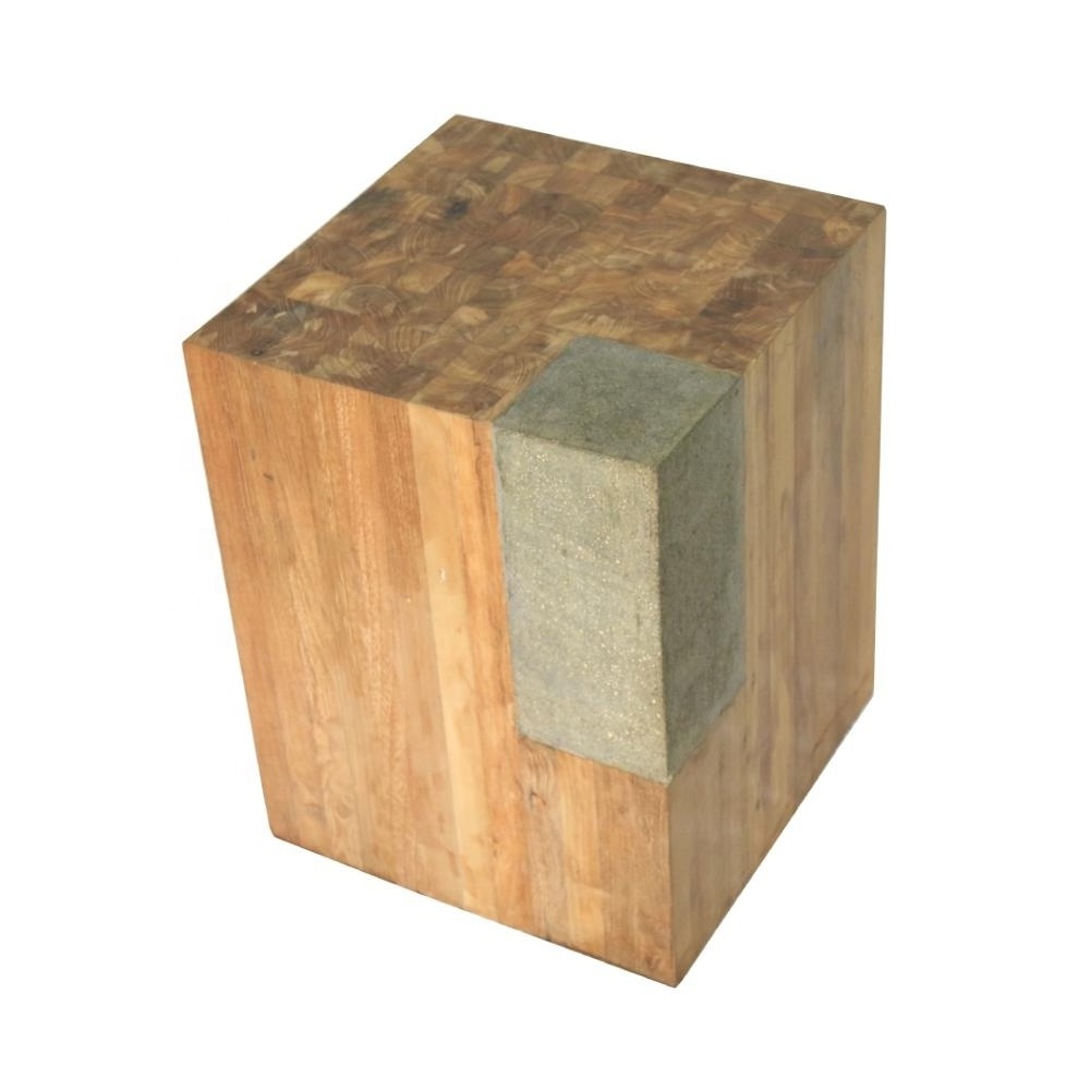 Indonesian eco friendly home furniture and decoration Mambo solid Stool Recycled Teak Wood With Resin