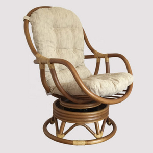 Indonesia natural home furniture and decoration Prodo Rattan wicker Swivel Rocking Chair with Cushion