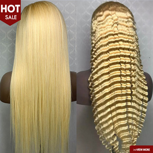 Skin Melt HD Brazilian Natural Straight Deep Wave 613 Honey Blonde Cuticle aligned hair deep wave Raw 613 human hair wig