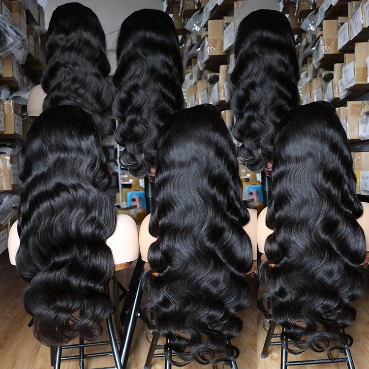 Drop Shipping Vendor Grade 11A Raw Virgin Indian human hair Hair 180% Density Natural Transparent Hd Body Wave Wig