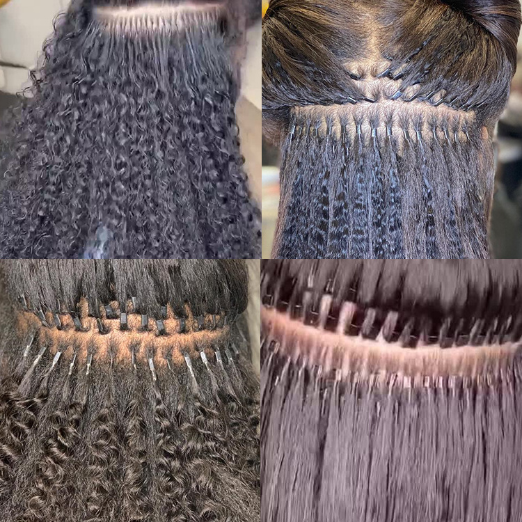 i tip hair extensions wholesale Raw Human Micro Links hair extensions Kinky Straight I tip human hair extensions