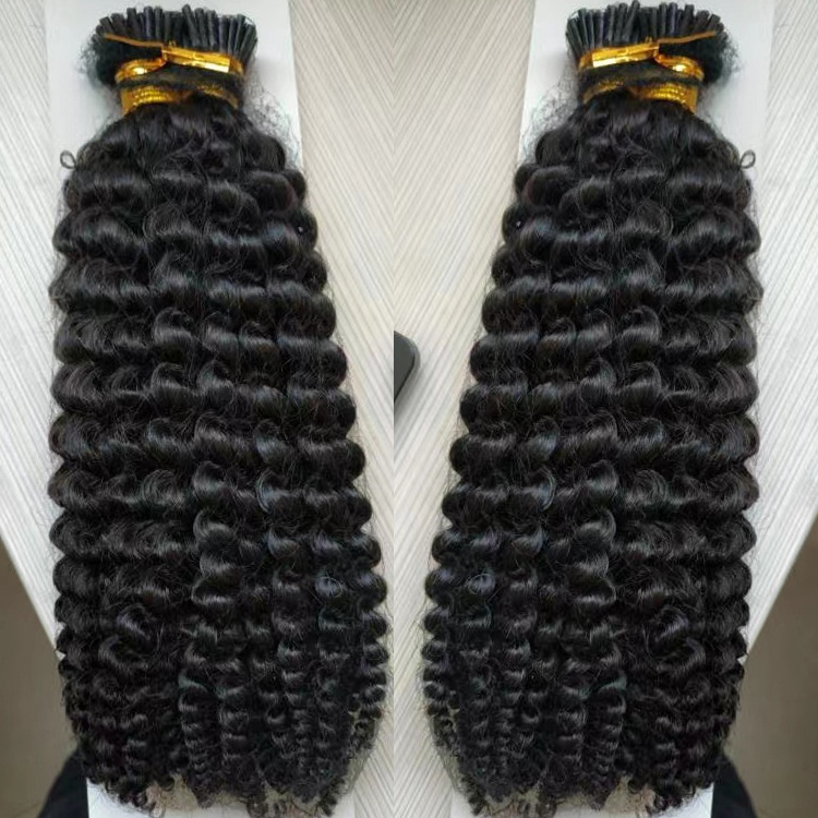 i tip hair extensions wholesale Raw Human Micro Links hair extensions Kinky Straight I tip human hair extensions