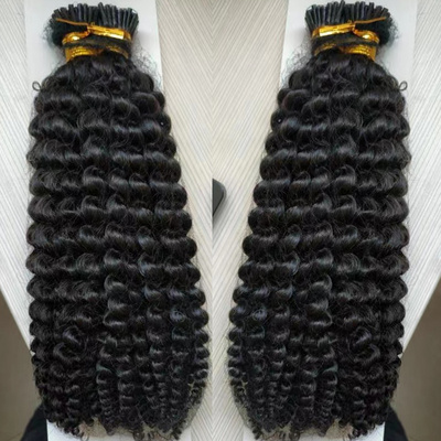 i tip hair extensions wholesale Raw Human Micro Links hair extensions Kinky Straight I tip human hair extensions