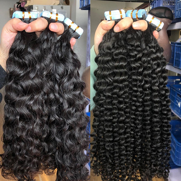 raw cambodian tape in hair extensions curly Wholesale natural tape in hair extensions 100human hair yaki kinky straight tape in