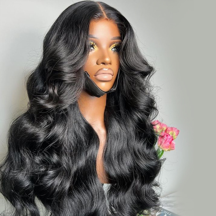 Drop Shipping Vendor Grade 11A Raw Virgin Indian human hair Hair 180% Density Natural Transparent Hd Body Wave Wig