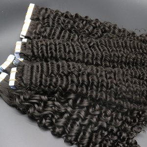 Grade 12a human raw cambodian double drawn virgin tape in extensions 100% virgin human hair tape ins extensions for black women