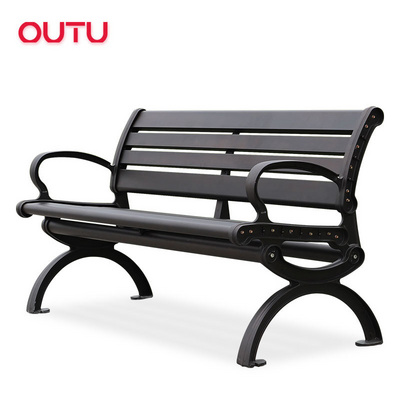 Aluminum Park Furniture Popular Outdoor Garden Wood Bench with Back Rest Metal Street Benches for Patio