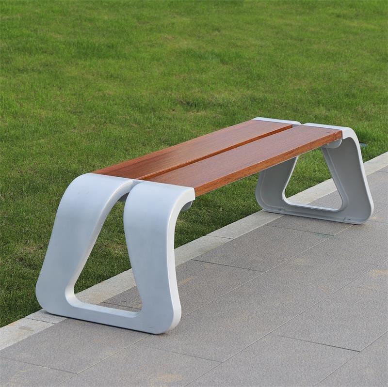 wooden outdoor stainless steel benches long modern outdoor park bench seat with no backrest