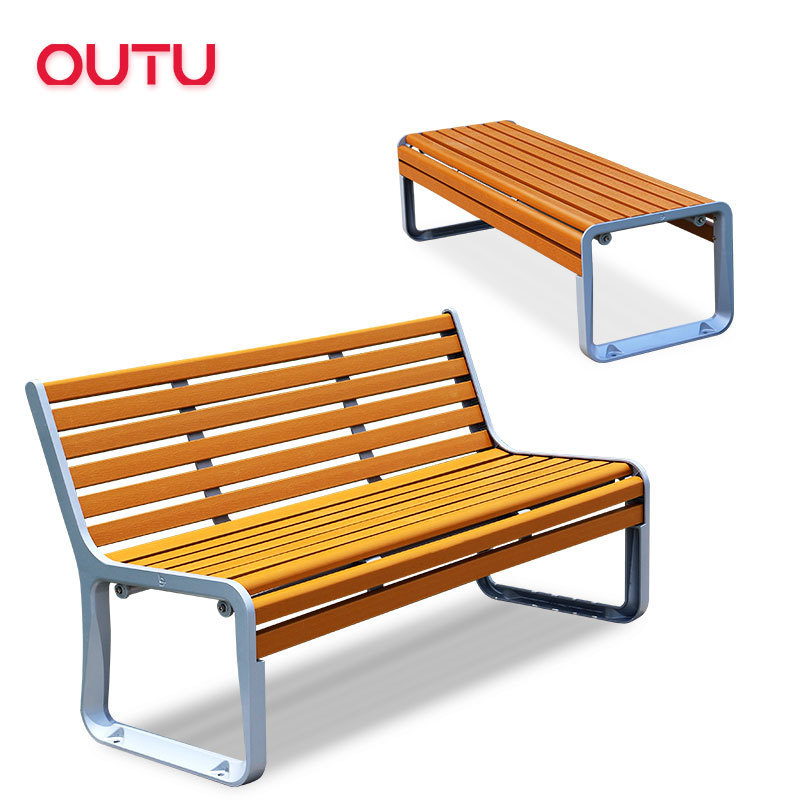 Teak aluminum metal bench chair modern bench seating garden patio outdoor plastic wooden benches