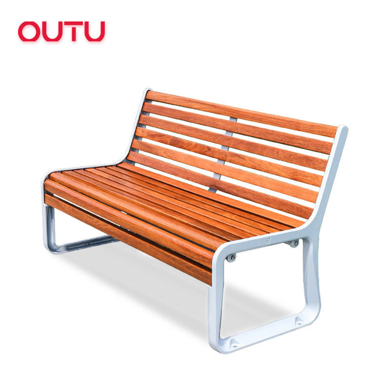 Teak aluminum metal bench chair modern bench seating garden patio outdoor plastic wooden benches