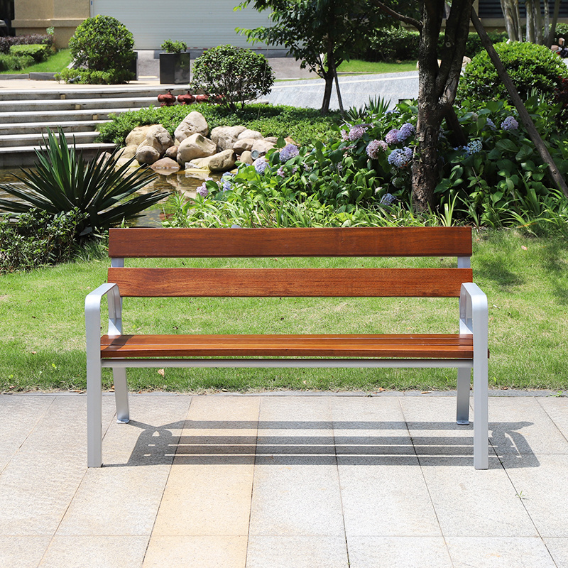 180cm long teak woodren garden waiting chair outdoor bench legs aluminum solid wood slats seat for park street public furniture