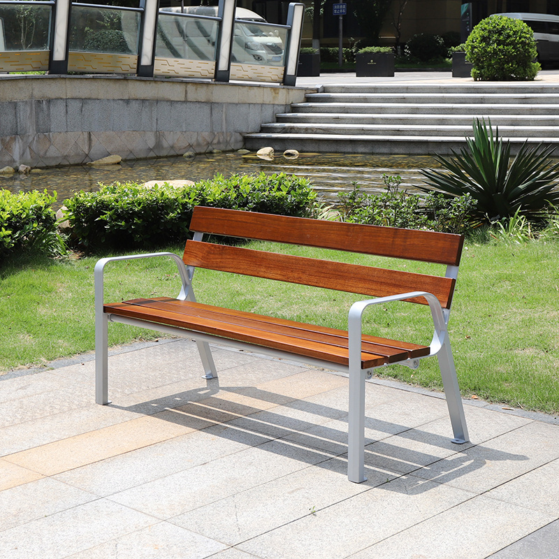 180cm long teak woodren garden waiting chair outdoor bench legs aluminum solid wood slats seat for park street public furniture