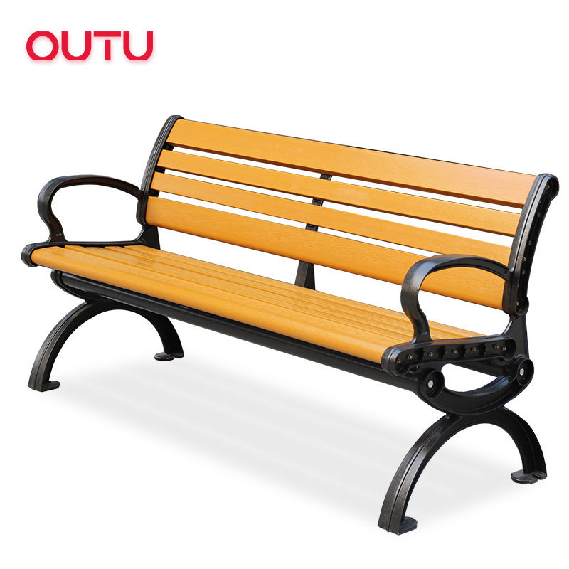 Aluminum Park Furniture Popular Outdoor Garden Wood Bench with Back Rest Metal Street Benches for Patio