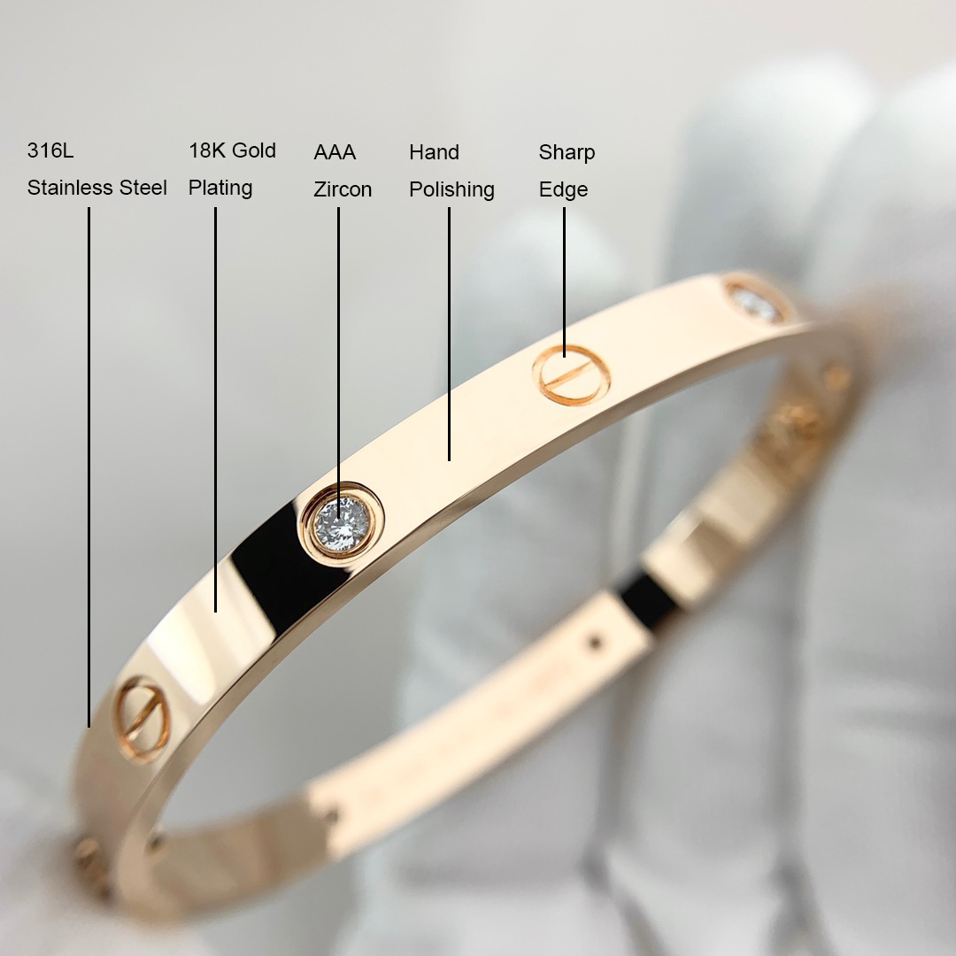 New Arrival Luxury Designer 316L Stainless Steel 18K Gold Plated Screwdriver Screw Love Brand Bangle Bracelet for Women And Men