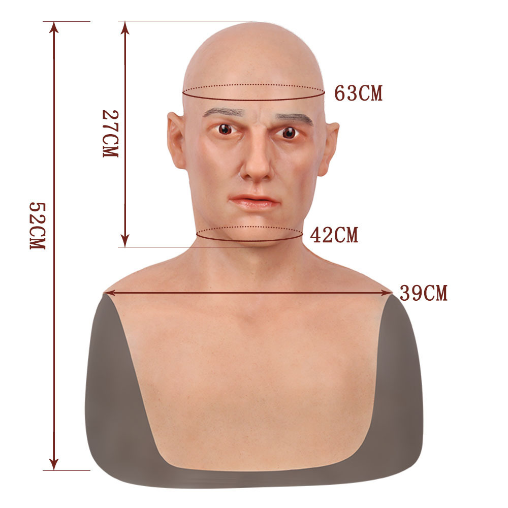 URCHOICE silicone gel realistic virtual old man male bald skin adult mask for prank Halloween Cosplay Crossdresser Masquerade ba