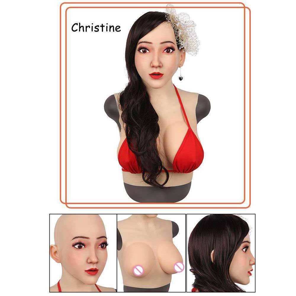 Fake Silicone Artificial Facial Mask Realistic Head Cover With Make up For Crossdressing Man to Woman Transgender