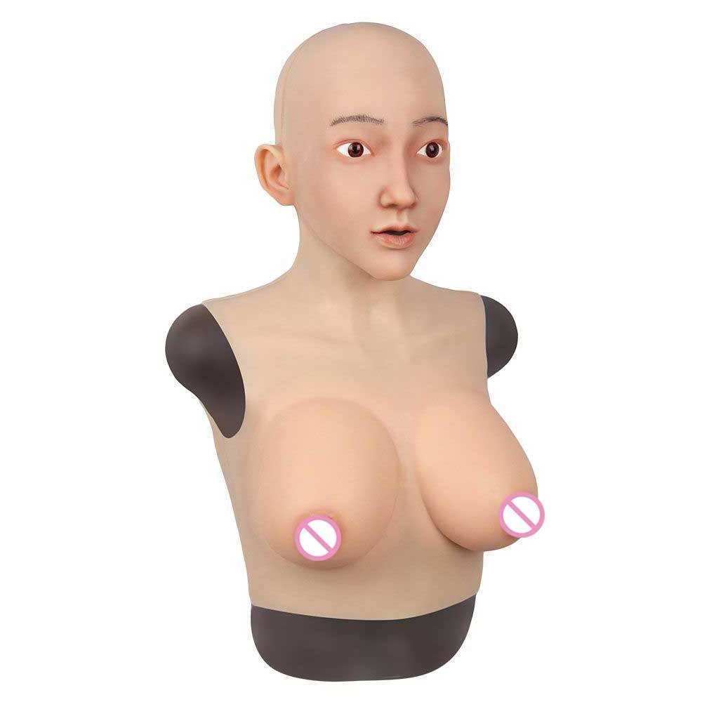 Fake Silicone Artificial Facial Mask Realistic Head Cover With Make up For Crossdressing Man to Woman Transgender