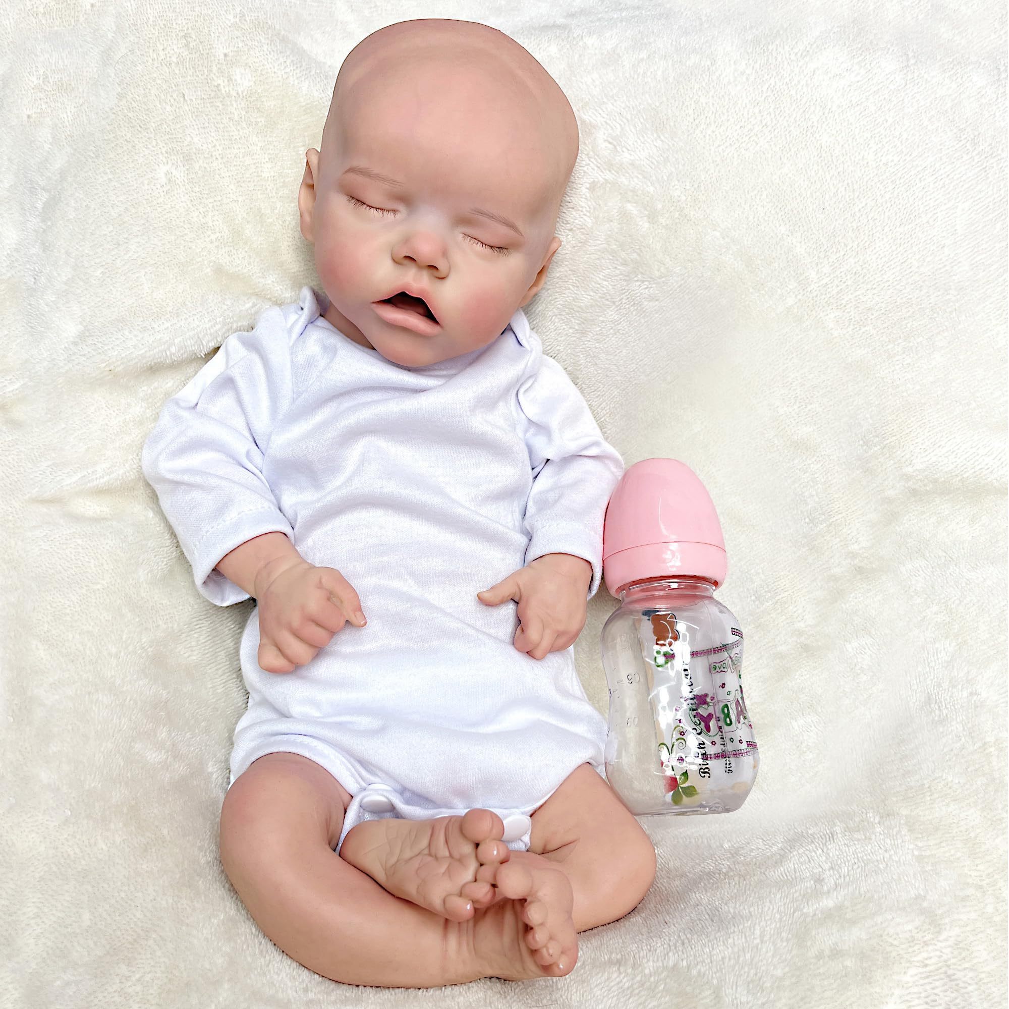 Cute Girl Realistic Artificial Silicone Reborn Baby Dolls Closed Eyes 45 cm 17.71 inch Long 2.54kg 5.6lbs Weight