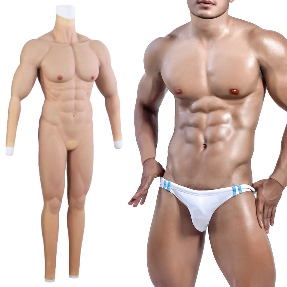 URCHOICE Silicone Male Muscle belly Realistic Artificial full Body muscle Suit with Arms for cosplay crossdressing