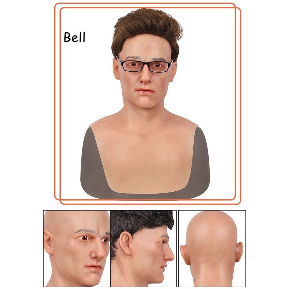 URCHOICE silicone gel realistic virtual old man male bald skin adult mask for prank Halloween Cosplay Crossdresser Masquerade ba