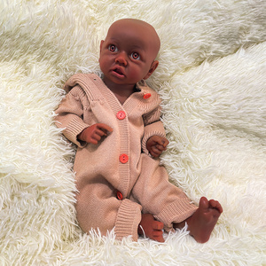 45cm Full Solid Silicone Bebe Reborn Girl 3D Painted Lifelike  African American Flexible Newborn Baby Doll Infant Gift