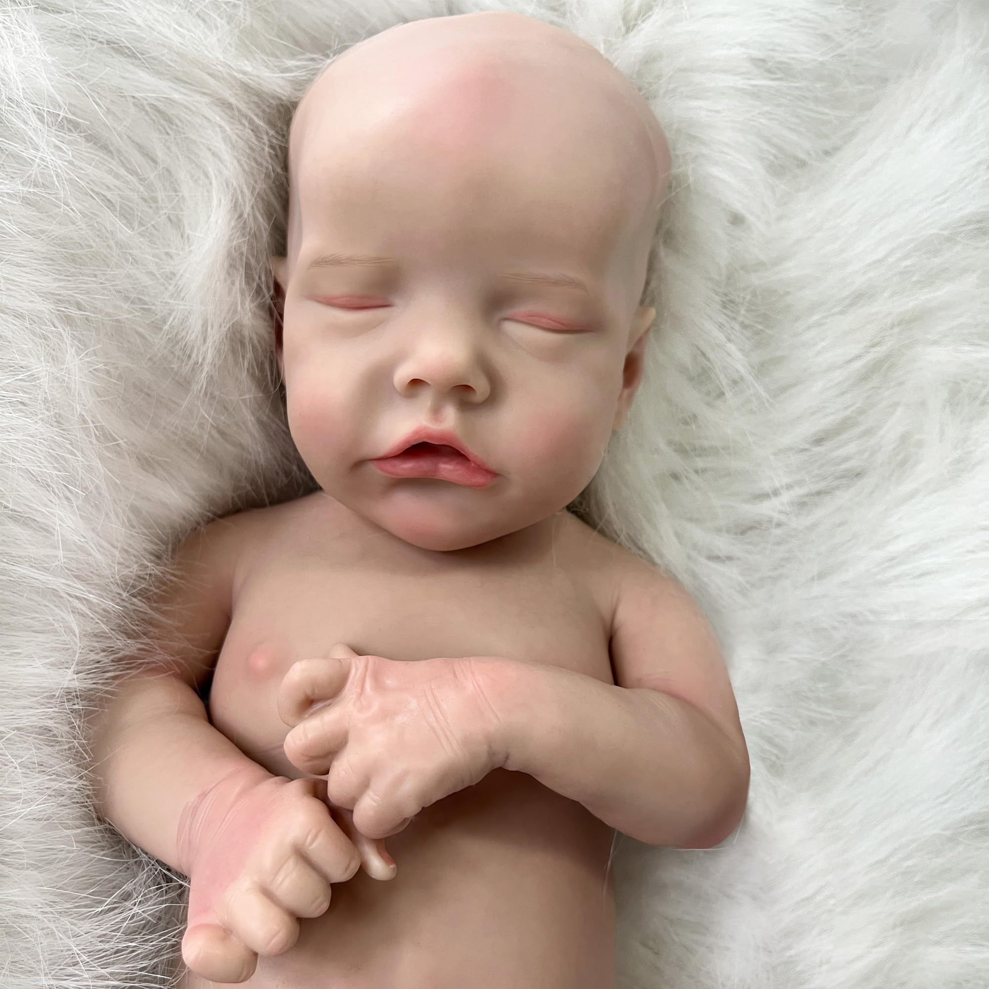 Cute Girl Realistic Artificial Silicone Reborn Baby Dolls Closed Eyes 45 cm 17.71 inch Long 2.54kg 5.6lbs Weight