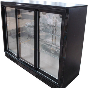 298 L Black Sliding 3 Doors Bottle Beer Cooler Fridge Display Refrigerator Glass Cold Drink Back Bar Fridge