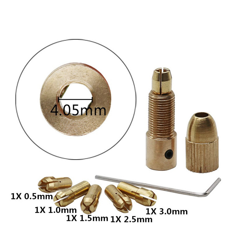 Brass Dremel Rotary Tool Collet 2/2.35/3.17/4.05/5.05mm Mini Drill Chuck For Electric Motor Shaft Drill Bit Chuck Adapter Set