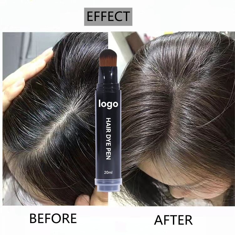 Private Label Hairs Dye Pen Touch Up Root Concealer Black Dark Brown Natural Hair Dye Brush Pen