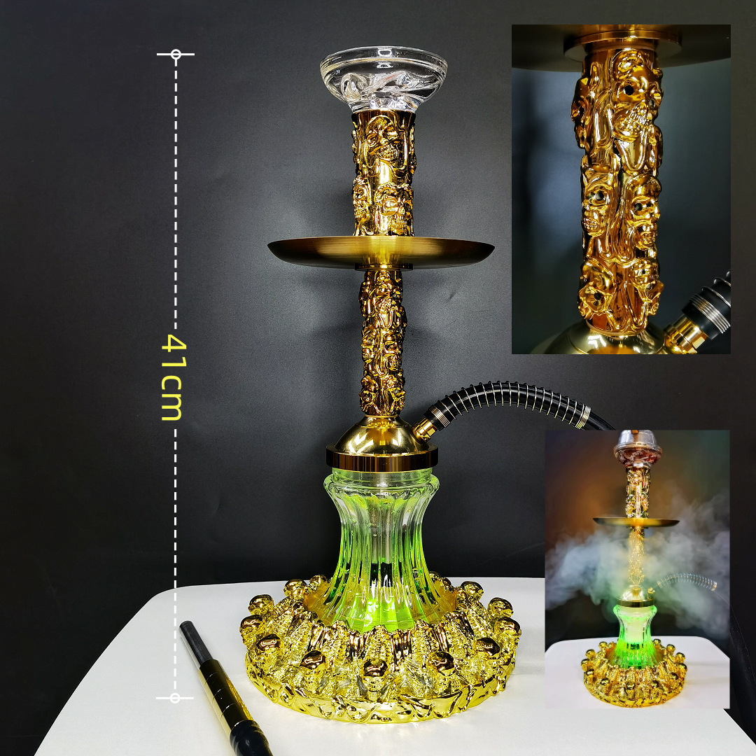 High Quality Resin Hookahs Wholesale Skeleton Hookah Shisha Nargile With Led Skeleton Base