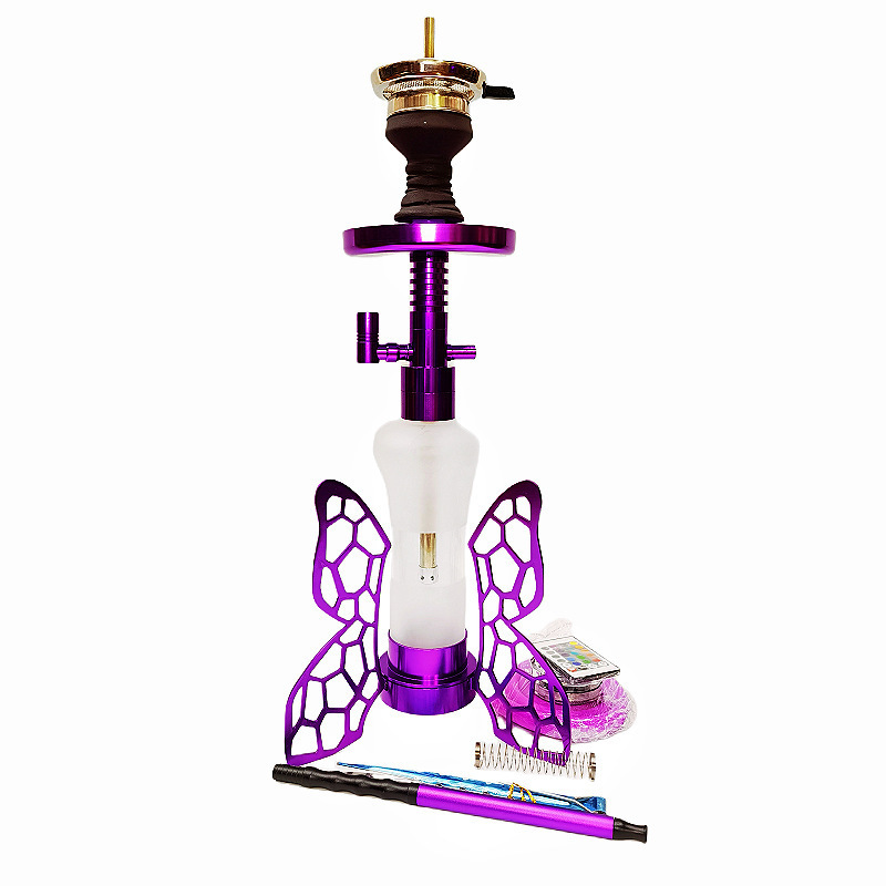 Luxury Design Hookah Aluminum Alloy Butterfly Hookah Set Sheesha Shisha in Club Bar Party Wing Hookahs With LED Light