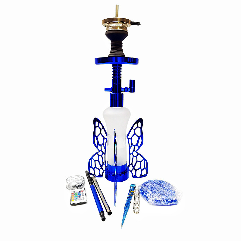 Luxury Design Hookah Aluminum Alloy Butterfly Hookah Set Sheesha Shisha in Club Bar Party Wing Hookahs With LED Light